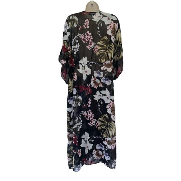 Walter Baker Tulum Caftan Kaftan Duster Black Floral Tropical One Size OS NWT - Picture 6 of 12